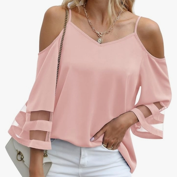 Blush Cold Shoulder Blouse XL - Picture 1 of 2